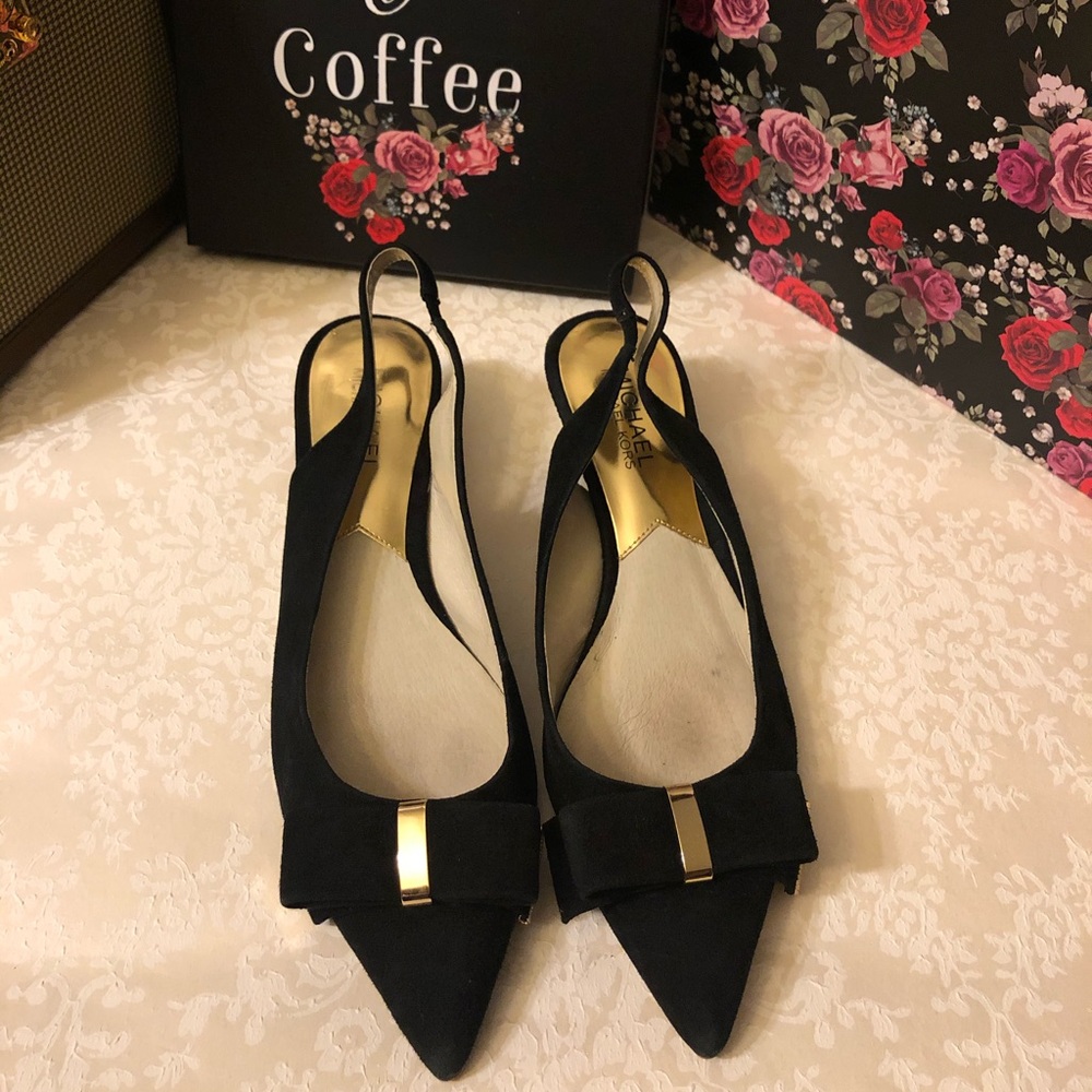 Michael Kors Suede Slingback Kitten Heel w/ Bow